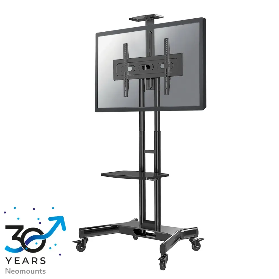Neomounts Select NM-M1700BLACK/Držák displeje/vozík/32-75"/4 kolečka/VESA 600X400/nosn. 50kg/nast.výšky/2 police/černý