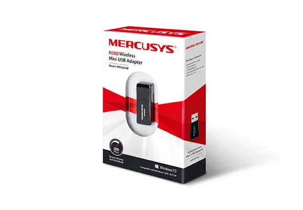 MERCUSYS MW300UM WiFi4 USB adapter (N300,2,4GHz,USB2.0)