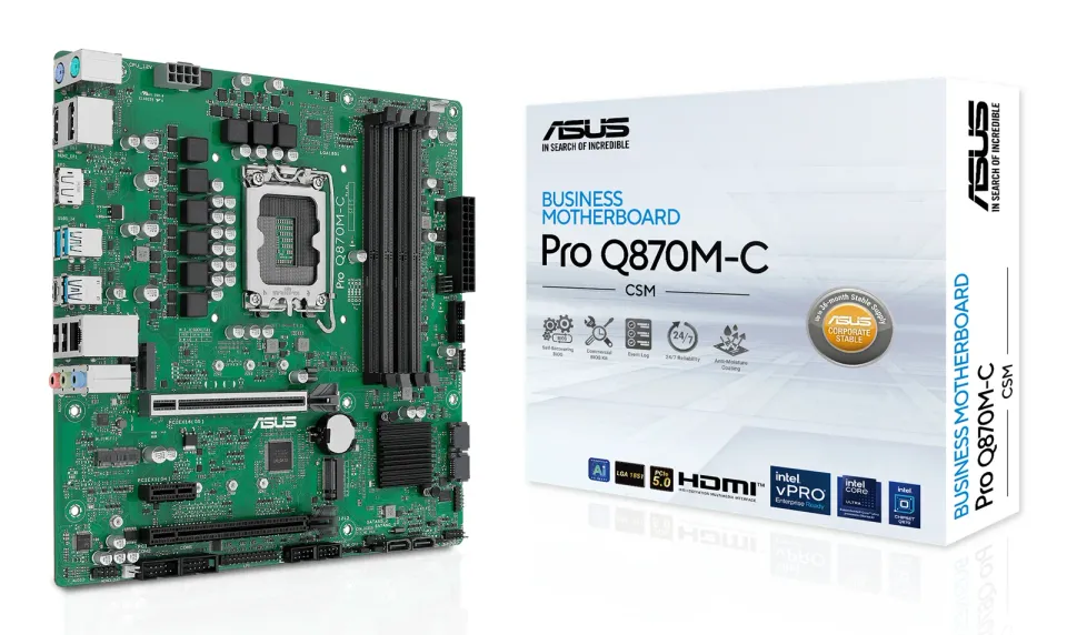 ASUS MB Sc LGA1851 PRO Q870M-C-CSM, Intel Q870, 4xDDR5, 2xDP, 1xHDMI, mATX