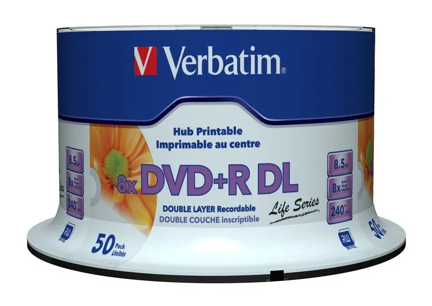 VERBATIM DVD+R Double Layer 8.5GB 8X 50 Pack Spindle