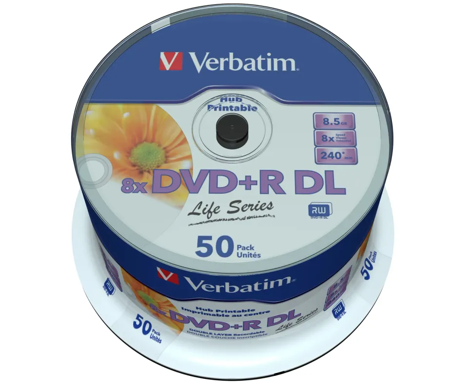 VERBATIM DVD+R Double Layer 8.5GB 8X 50 Pack Spindle