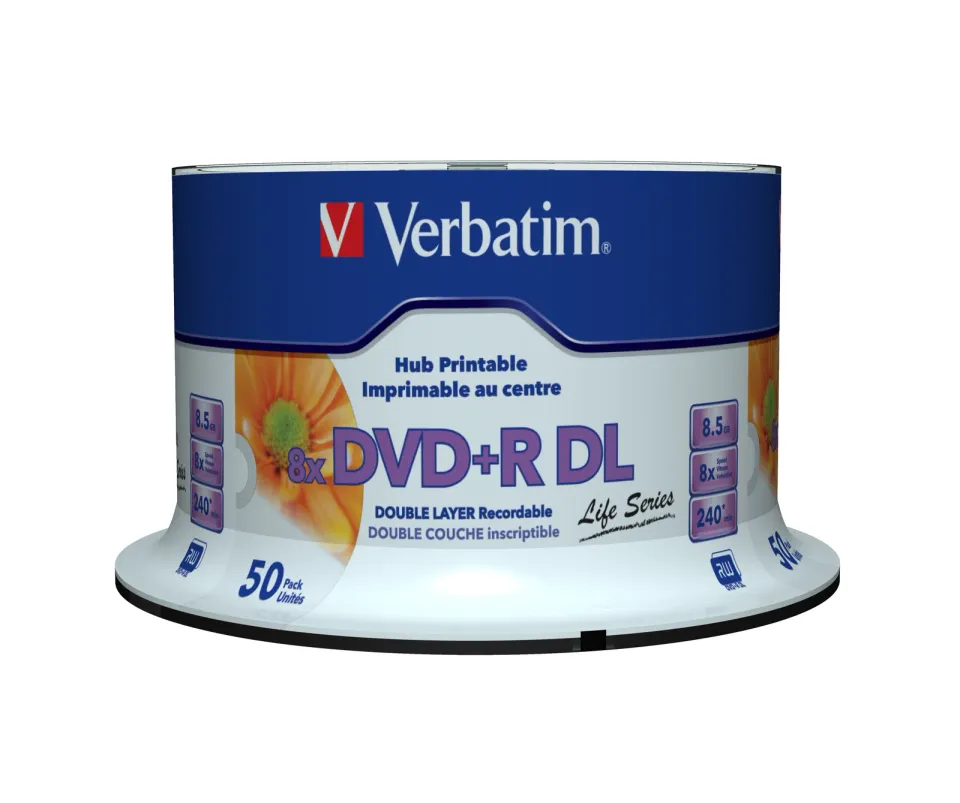 VERBATIM DVD+R Double Layer 8.5GB 8X 50 Pack Spindle