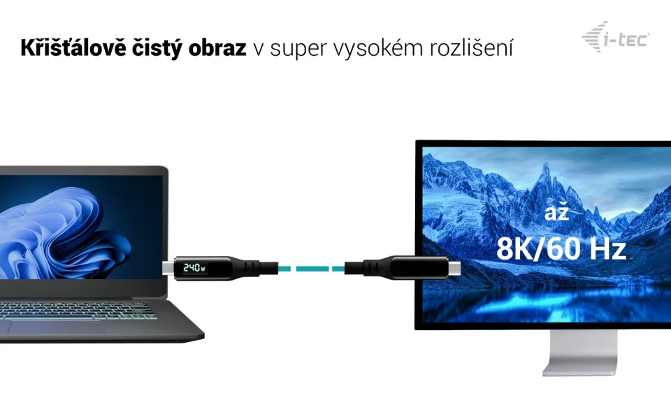 i-tec Thunderbolt 4/USB4 Class Pro Cable 240W with LCD (40 Gbps, 150 cm)