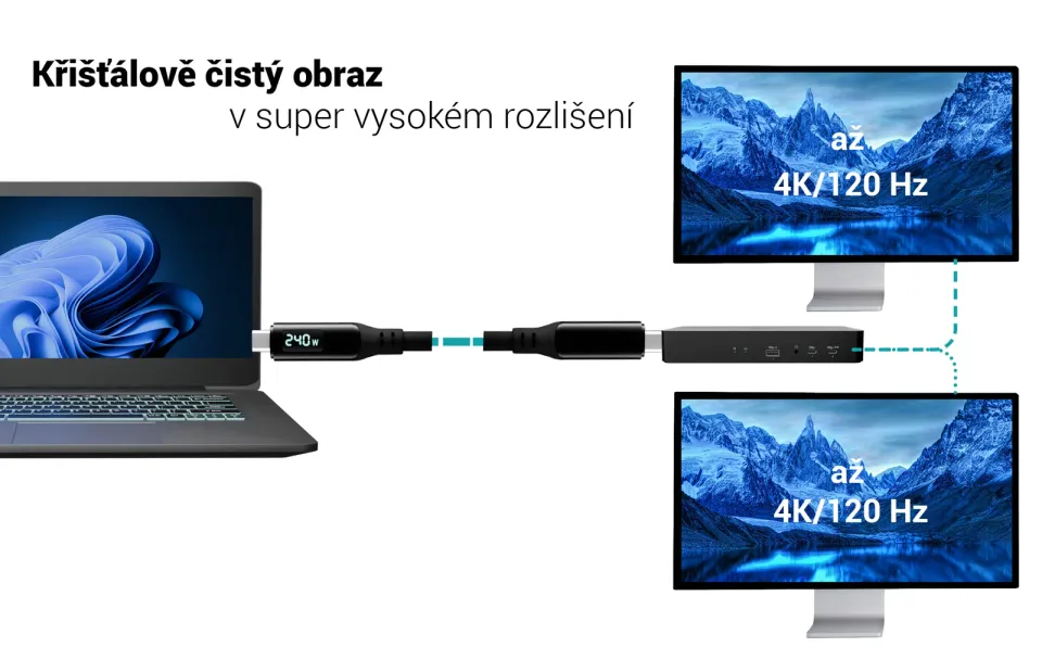 i-tec Thunderbolt 4/USB4 Class Pro Cable 240W with LCD (40 Gbps, 150 cm)