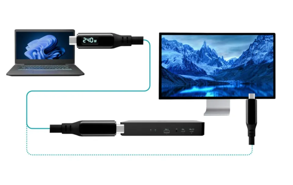 i-tec Thunderbolt 4/USB4 Class Pro Cable 240W with LCD (40 Gbps, 150 cm)
