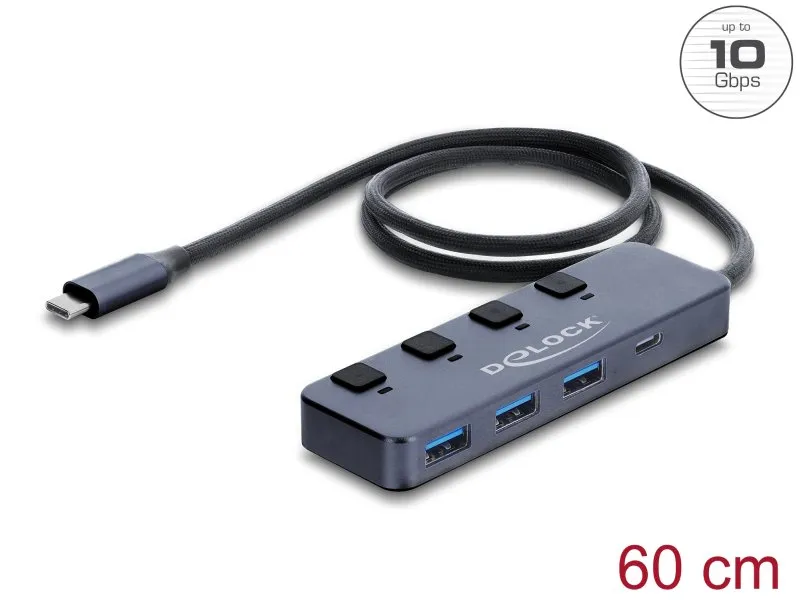 Delock Rozbočovač USB 10 Gbps se 3 x zásuvkami USB Typ-A a 1 x zásuvkou USB Type