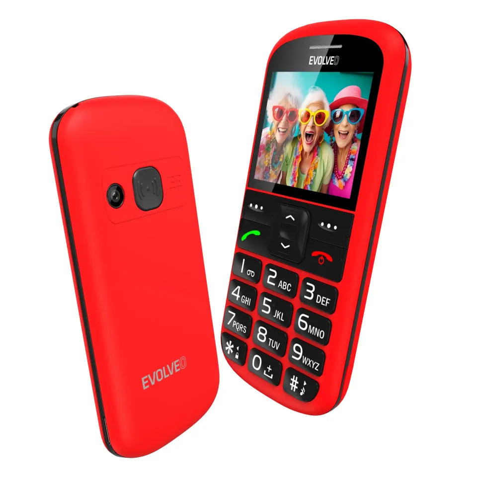 EVOLVEO EasyPhone XS, mobilní telefon pro seniory, červený