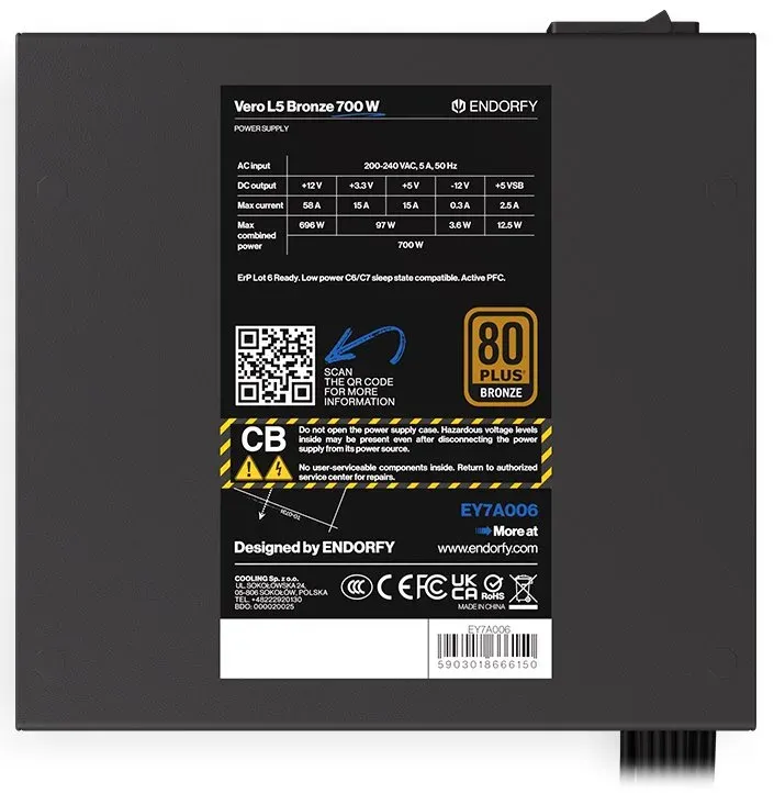 ENDORFY Zdroj Vero L5 Bronze 700W, 120mm, 80 Plus Bronze