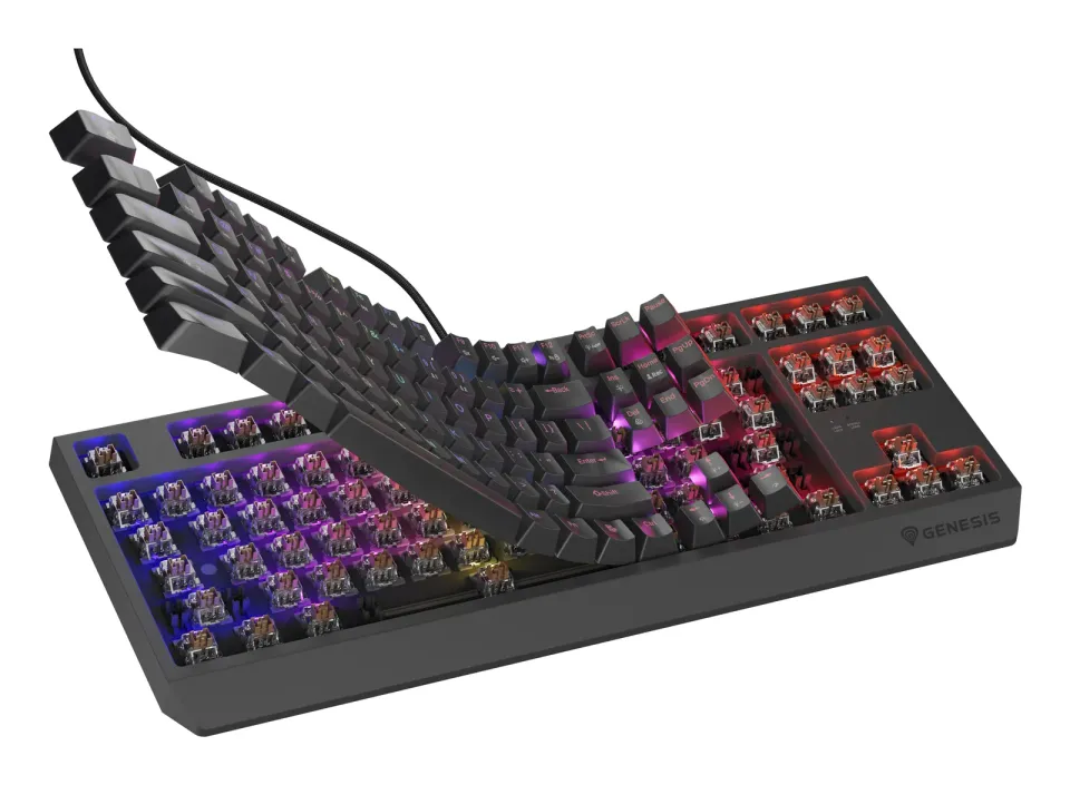 Genesis herní klávesnice THOR 230/TKL/RGB/Outemu Brown/Drátová USB/US layout/Černá