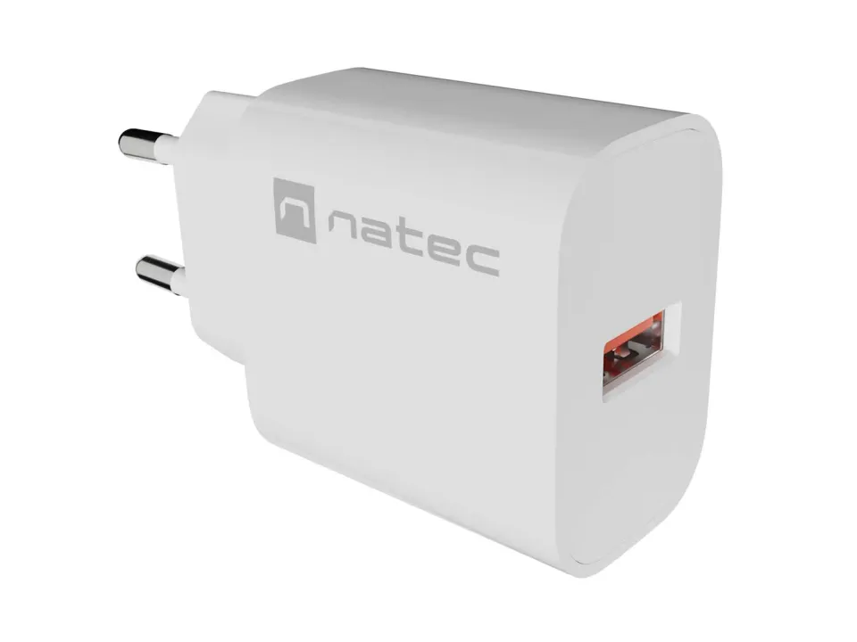 Universální nabíječka Natec RIBERA 18W, 1X USB-A, bílá