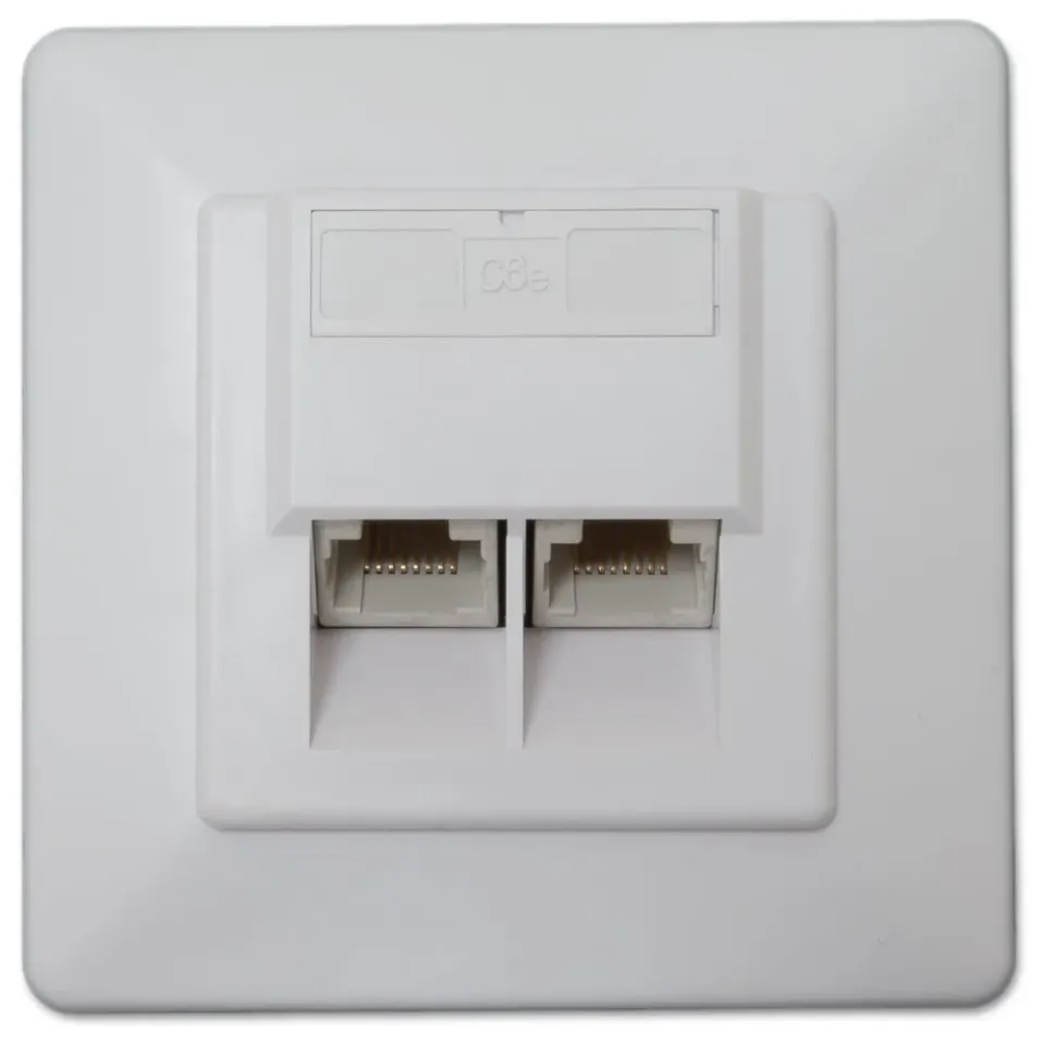 XtendLan Zásuvka 2x RJ-45, Cat6, nestíněná, pod omítku, při užití krabičky i na zeď, šikmý vývod