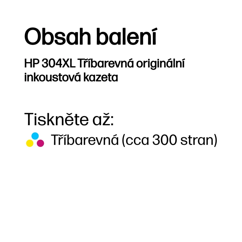 HP 304XL Tříbarevná originální inkoustová kazeta