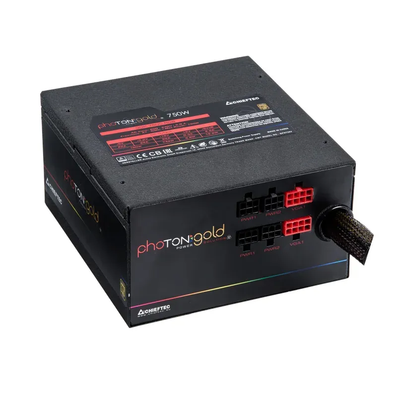 CHIEFTEC zdroj GDP-750C-RGB / Photon Gold Series / 750W / 140mm fan / akt. PFC / modulární kabeláž / 80PLUS Gold