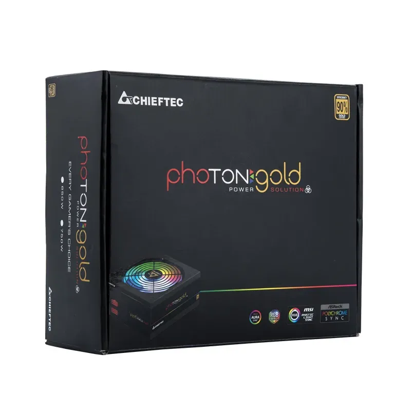 CHIEFTEC zdroj GDP-750C-RGB / Photon Gold Series / 750W / 140mm fan / akt. PFC / modulární kabeláž / 80PLUS Gold