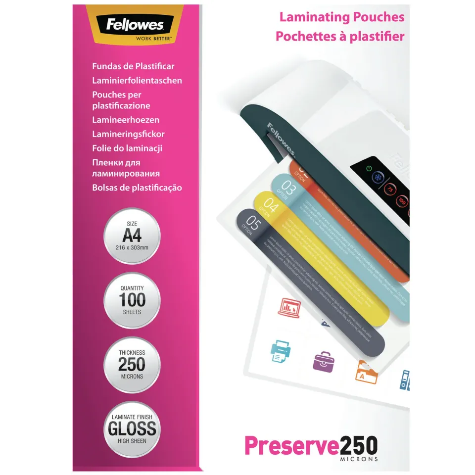 Fellowes Laminovací fólie A4 250 mic lesklé