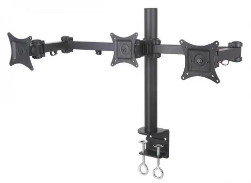SBOX LCD-352/3 otočný stolní držák s dvojitým ramenem pro 3x LCD 13-24" (33-61cm), do 8kg, VESA od 75x75 do 100x100, černý (revolving desktop stand with double arm)