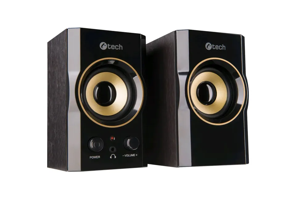 C-TECH repro SPK-11, 2.0, dřevěné, černo-zlaté, USB