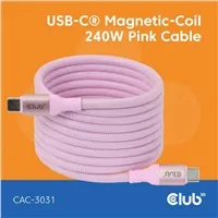 Club3D Kabel magnetický USB-C, 240W PD3.1, 480 Mbps, 2m, růžová