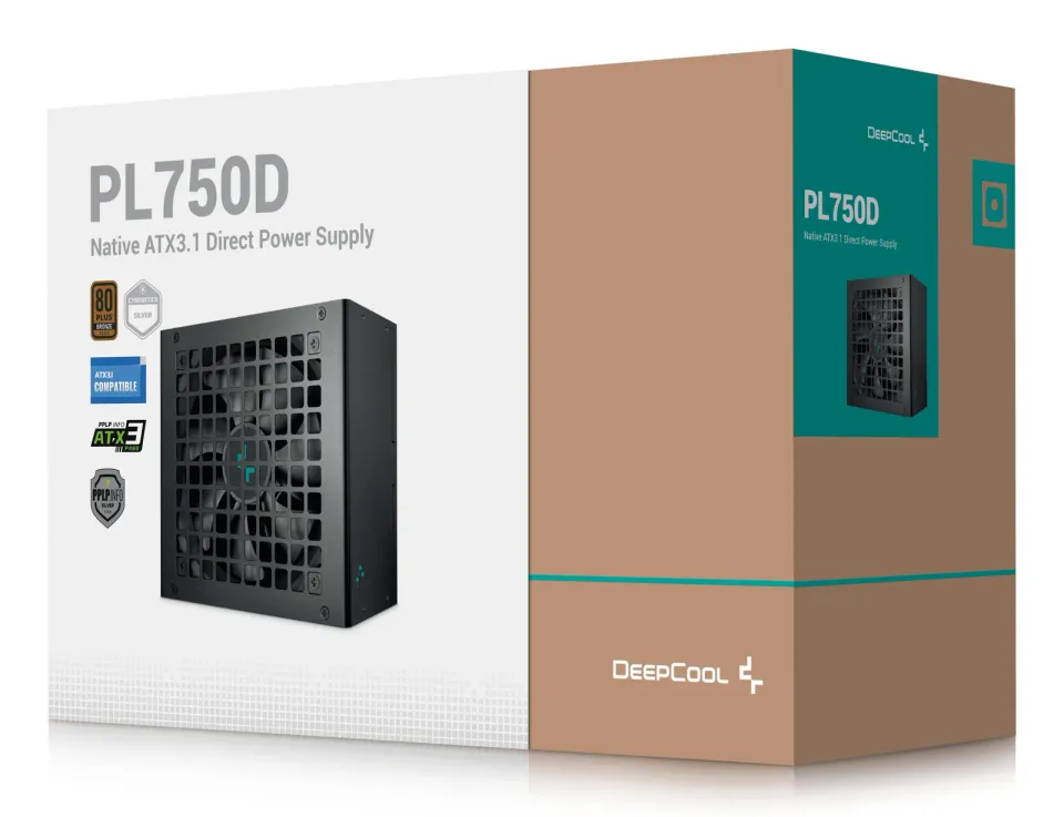 DEEPCOOL zdroj 750W PL750D, 120mm, 80 Plus Bronze, ATX 3.1, černá
