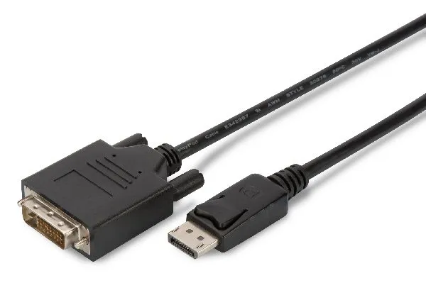 Digitus DisplayPort adapter cable, DP - DVI (24+1) M/M, 3.0m, w/interlock, DP 1.