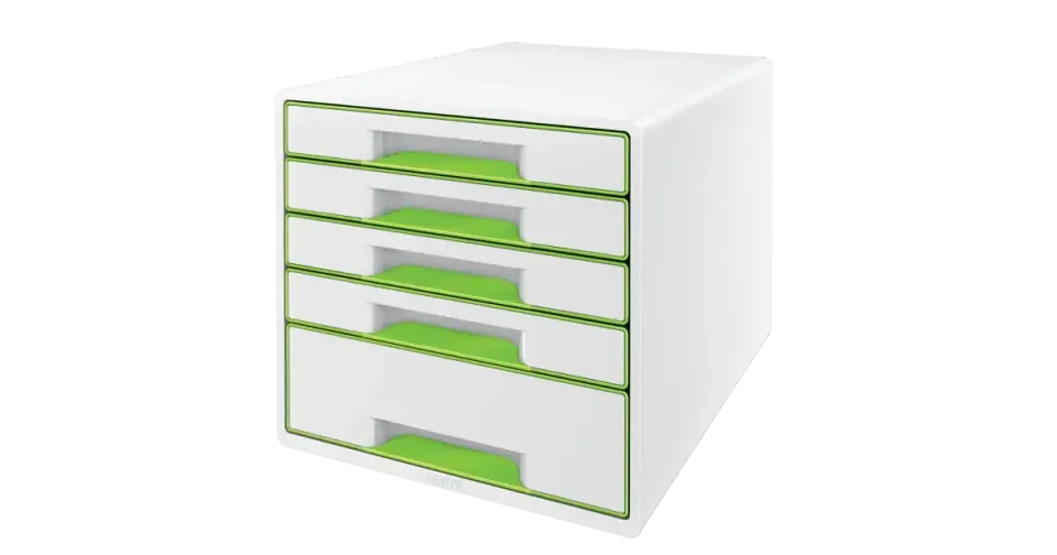 LEITZ Zásuvkový box WOW CUBE, 5 zásuvek, bílá/zelená