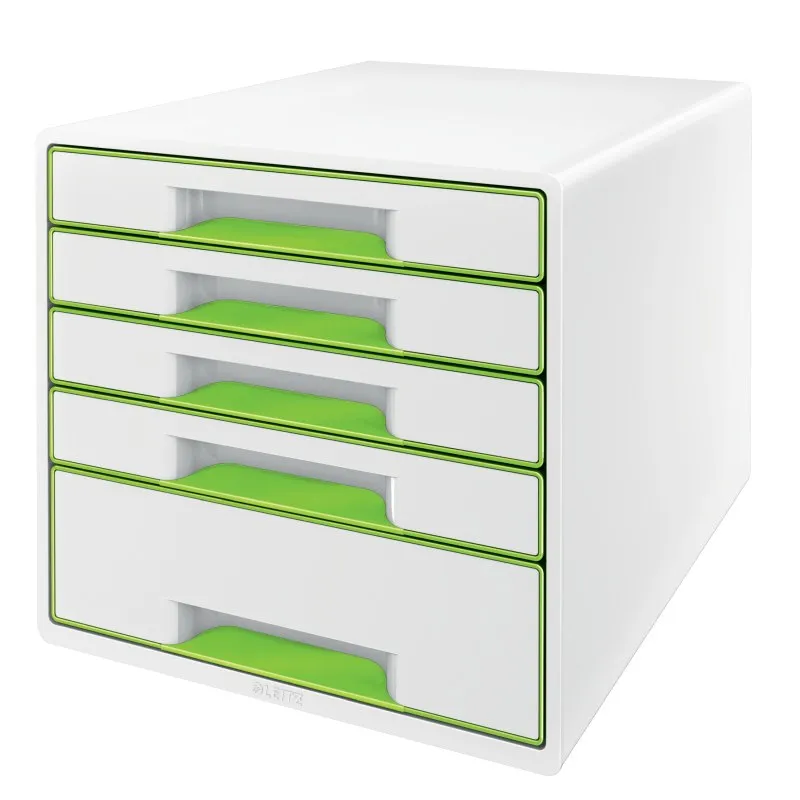 LEITZ Zásuvkový box WOW CUBE, 5 zásuvek, bílá/zelená