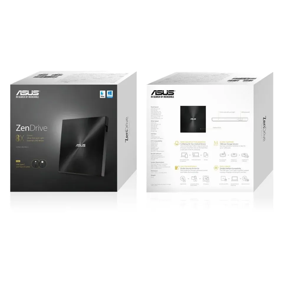ASUS SDRW-08U9M-U černá ultraslim DRW USB-C/A