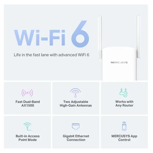 Mercusys ME60X - AX1500 Wi-Fi 6 opakovač signálu