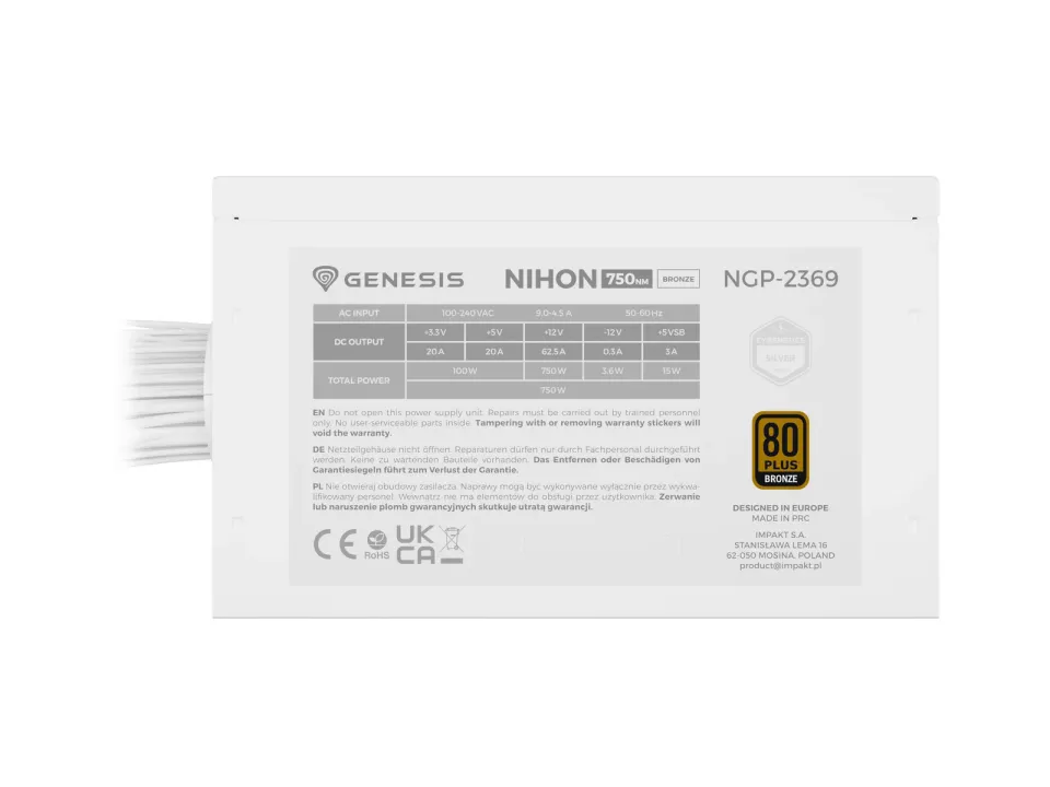 PSU Genesis NIHON 750NM/750W/ATX 3.1/80PLUS Bronze/Retail