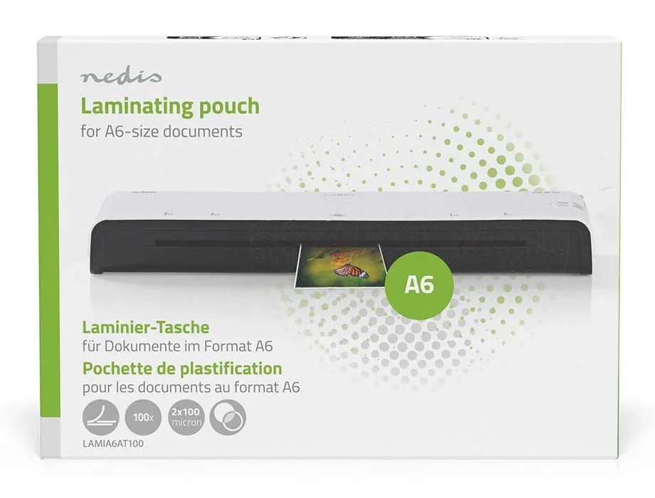 NEDIS laminovací fólie/ formát A6/ 100 mic/ rozměr 154 x 111 mm/ transparentní/ 100 pack