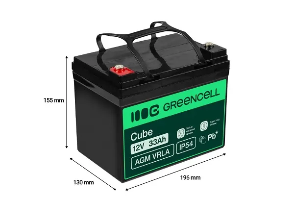 Green Cell AGM VRLA IP54 12V 33Ah baterie pro sekačky na trávu, skútry, lodě, in