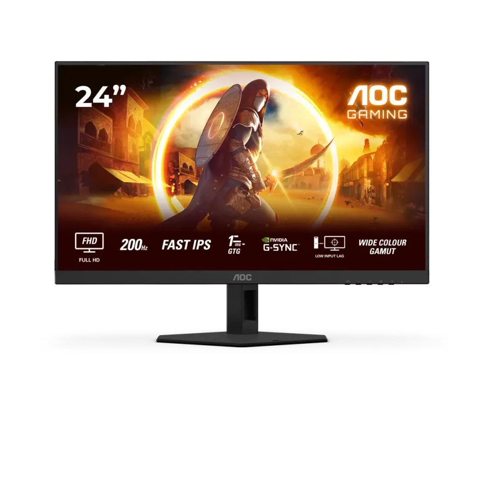 AOC LCD herní 24G4HRE 23,8" IPS/1920x1080@200Hz/0,5ms/300cd/2xHDMI/DP/Repro/VESA