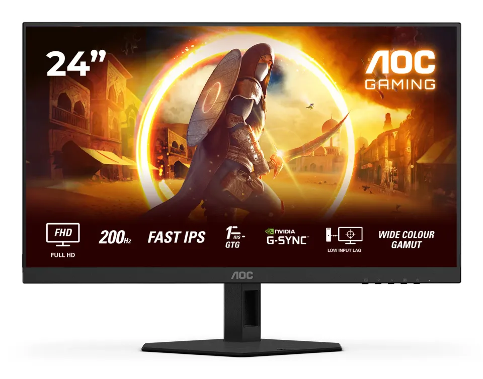 AOC LCD herní 24G4HRE 23,8" IPS/1920x1080@200Hz/0,5ms/300cd/2xHDMI/DP/Repro/VESA