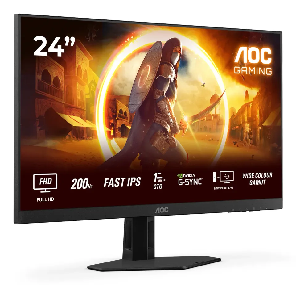 AOC LCD herní 24G4HRE 23,8" IPS/1920x1080@200Hz/0,5ms/300cd/2xHDMI/DP/Repro/VESA