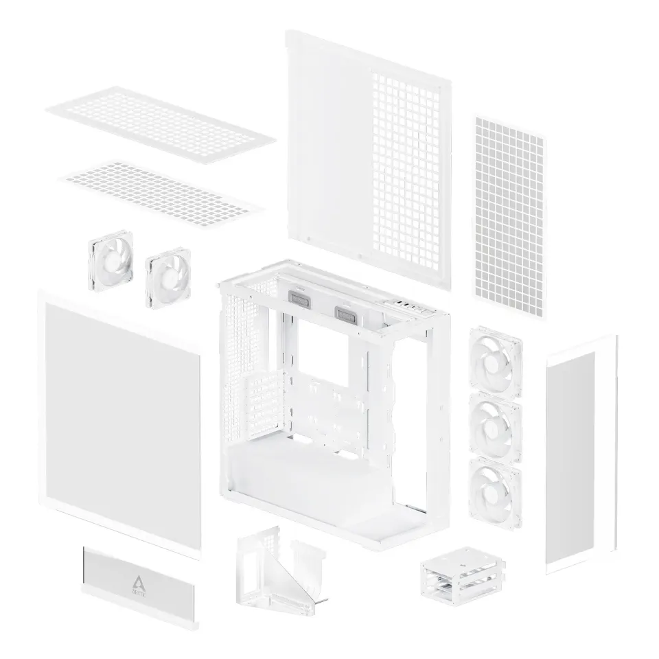 ARCTIC case Xtender Tower, transparent window, držák GPU, white