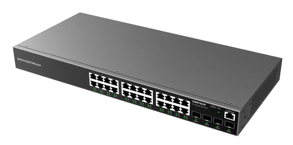 Grandstream GWN7803P L2+ Managed Network PoE Switch 24x 1Gb RJ45, 4x SFP, DHCP, QoS, VLAN