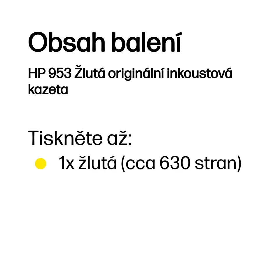 HP F6U14AE originální náplň žlutá č.953 (yellow, cca 630 stran) (pro OfficeJet Pro 7720, 7740, 8210, 8710,8715, 8720,8725, 8730, 8740