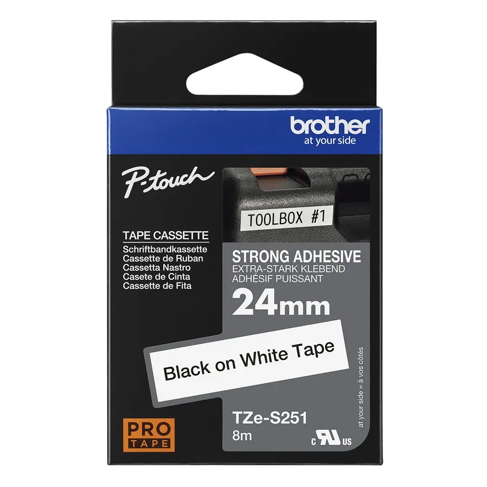 Brother - TZe-S251 bílá / černá (24mm,lamin.,extrémně adh.)