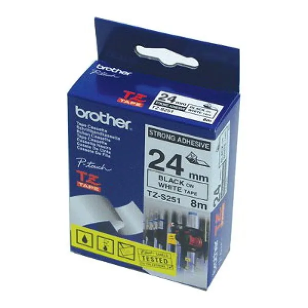 Brother - TZe-S251 bílá / černá (24mm,lamin.,extrémně adh.)