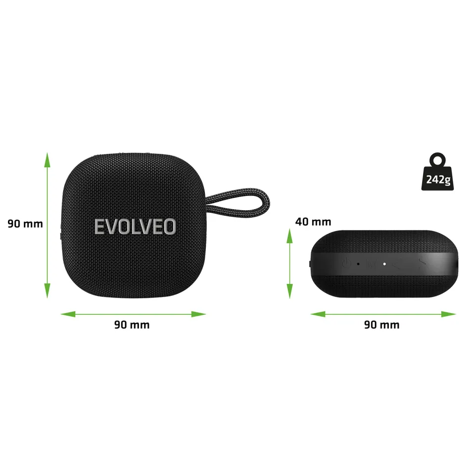 EVOLVEO TopSound, bezdrátový vodotěsný bluetooth reproduktor s rádiem, černý