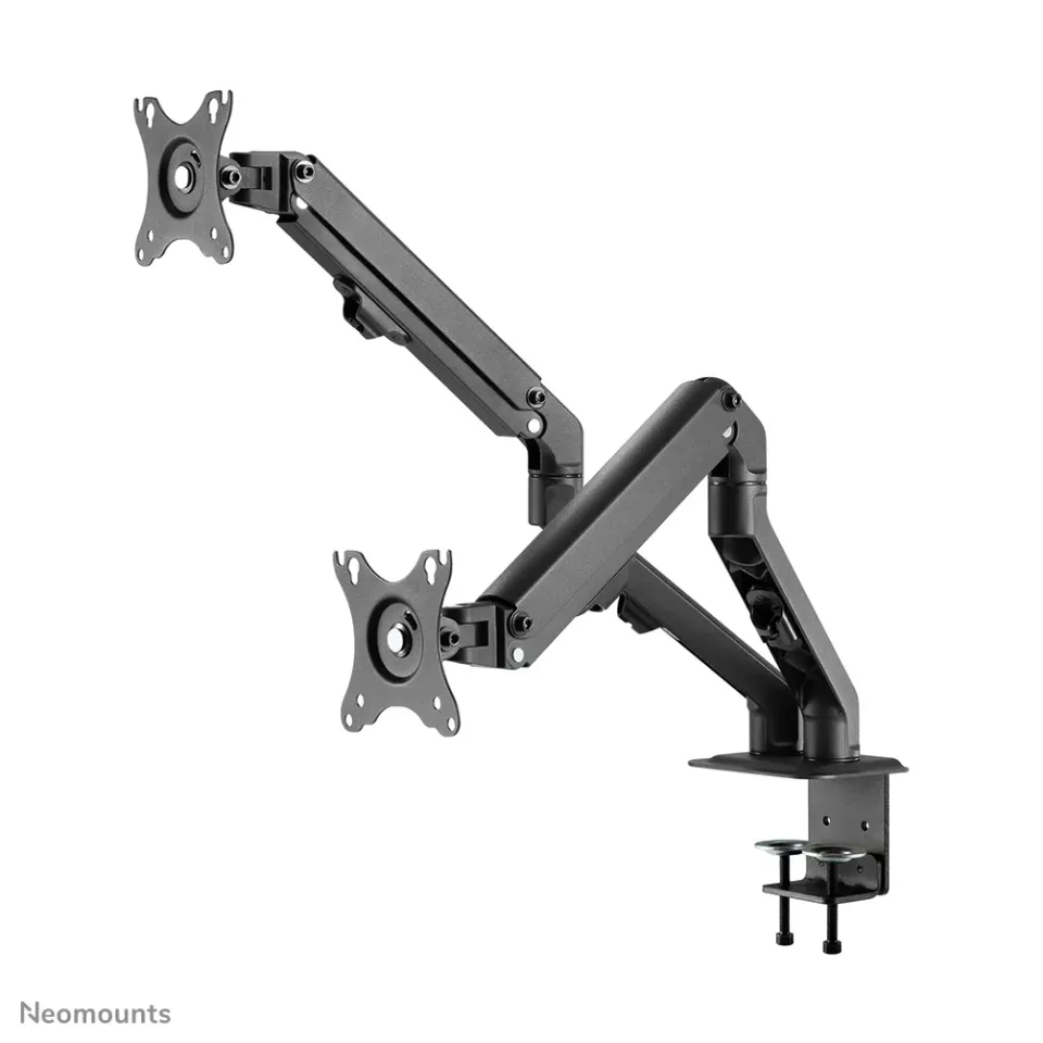 Neomounts FPMA-D650DBLACK/Držák displeje/na stůl/17-27"/svorka+průchodka/VESA 100X100/nosn.2x7kg/2 displeje/černý
