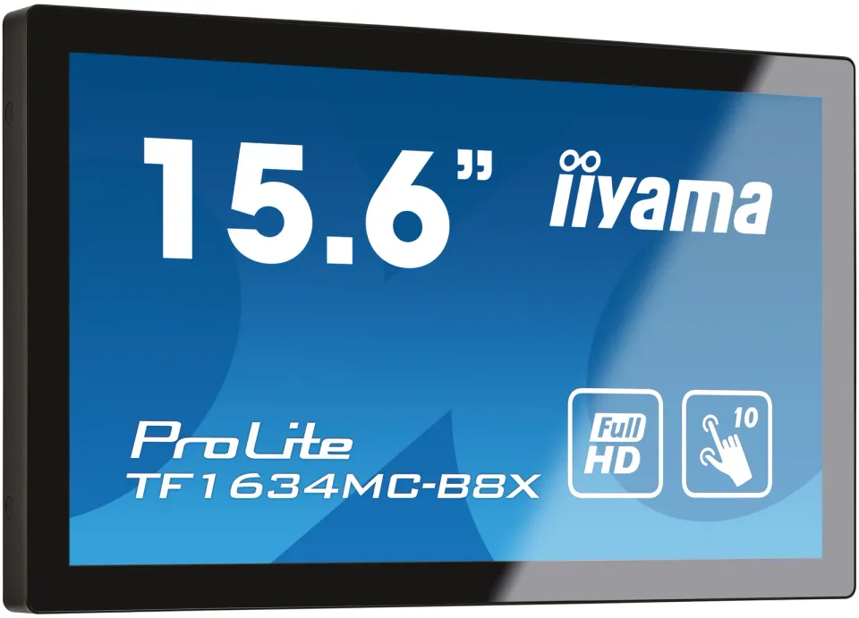 15,6" iiyama TF1634MC-B8X: IPS, FullHD, capacitive, 10P, 450cd/m2, VGA, DP, HDMI, IP65, černý