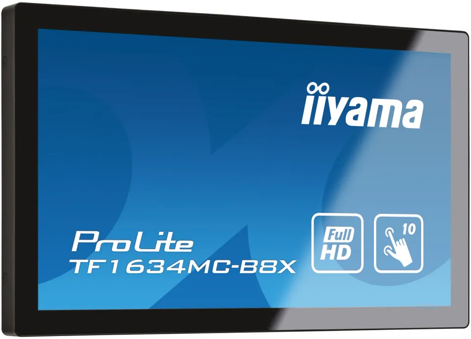 15,6" iiyama TF1634MC-B8X: IPS, FullHD, capacitive, 10P, 450cd/m2, VGA, DP, HDMI, IP65, černý