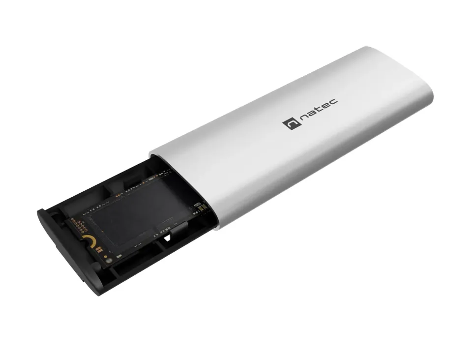 Externí box pro SSD Natec RHINO M.2 NVME LITE USB-C 3.2 GEN 2, hliníkové tělo, ARCTIC SILVER
