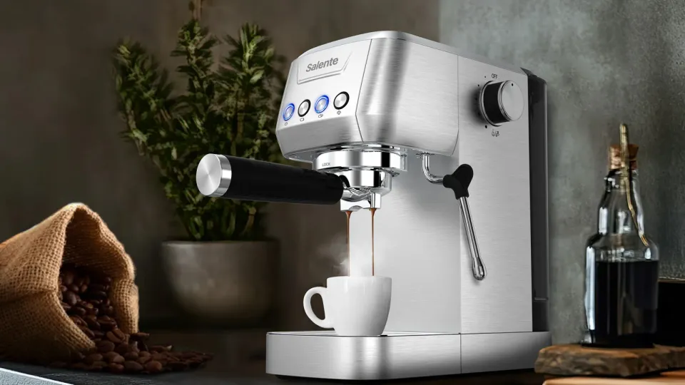 Salente Coffio, pákový kávovar, nerez