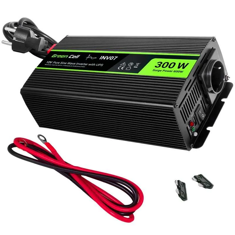 Green Cell Power Inverter UPS 12V to 230V Pure sine wave 300W/600W for furnances