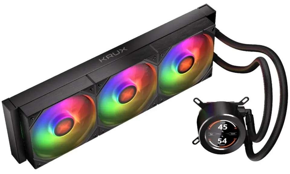 Krux vodní chladič CPU HydroGlance 360 ARGB LCD / 3x120mm ARGB / PWM / display / AMD i Intel
