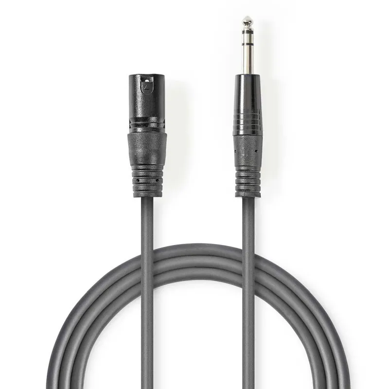 Nedis COTH15100GY15 - Vyvážený XLR Audiokabel | XLR 3pinová Zástrčka – 6,35mm Zá