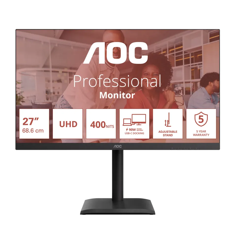 AOC LCD U27E4CV 27" IPS 4K/3840x2160@60Hz/4ms/400cd/2xHDMI/DP/4xUSB/USB-C dock/R
