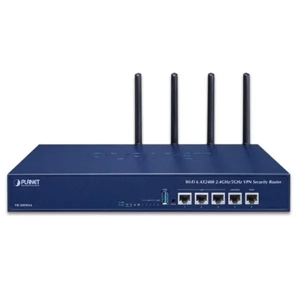 Planet VR-300W6A Enterprise router/firewall VPN/VLAN/QoS/HA/AP kontroler, 2xWAN(SD-WAN), 3xLAN, WiFi 802.11ax
